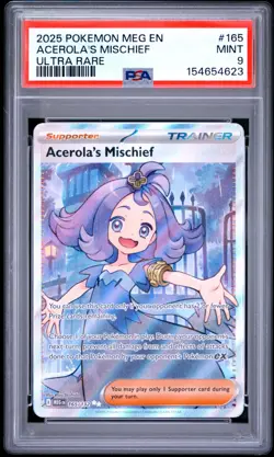 PSA 9 Acerola's Mischief #165 Mega Evolution Ultra Rare 2025 Pokemon Card - Image 1