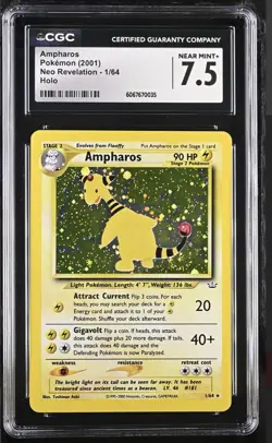 CGC 7.5 ⚡Ampharos 2001 Neo Revelation 1/64 Holo Pokemon (psa) - Image 1