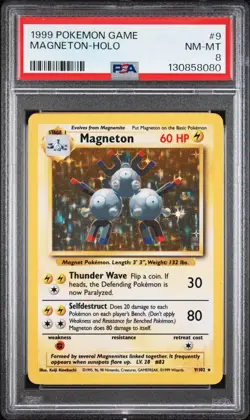Magneton 9/102 Base Set Holo - 1999 Pokemon Game - PSA 8 NM-MT - Image 1