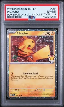 PSA 8 2026 POKEMON TEF EN-TEMPORAL FORCES #051 PIKACHU POKEMON DAY 2026 - Image 1