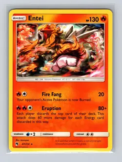 Entei 47/214 Rare Lost Thunder Pokemon Near Mint - Image 1