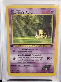 2000 Pokemon Gym Challenge Sabrina's Abra #94 1st Edition PSA 9 MINT - Image 2