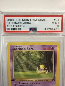 2000 Pokemon Gym Challenge Sabrina's Abra #94 1st Edition PSA 9 MINT - Image 4