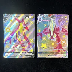 Pokemon TCG Shining Fates Toxtricity V SWSH112 & VMAX SV113 Holo Lot 2 - Image 1