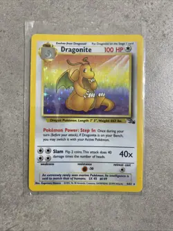 Pokemon TCG Dragonite Fossil 4/62 Holo 1999-2000 Wizards Base Set Copyright Holo - Image 1