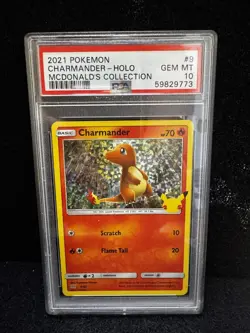 2021 Pokemon Charmander Holo McDonald's 25th Anniversary Collection PSA 10 - Image 1