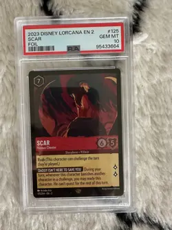 PSA 10 Disney Lorcana EN 2 Scar - Vicious Cheater 125/204 Legendary *FOIL* - Image 1