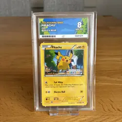 Pikachu 20/108 Roaring Skies Build-A-Bear Workshop Stamped ACE 8 Graded Card - Image 1