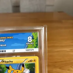 Pikachu 20/108 Roaring Skies Build-A-Bear Workshop Stamped ACE 8 Graded Card - Image 3
