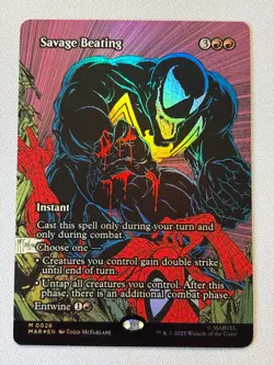 Savage Beating (Borderless) - (FOIL) - Marvel's Spider-Man (MAR) - MTG - Image 1