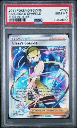 2021 Pokemon Elesa's Sparkle SWSH Fusion Strike EN Full Art 260/264 PSA 10 - Image 1