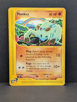Mankey 092/147 Aquapolis Regular Non-Holo Rare Pokemon TCG Nintendo LP - Image 1