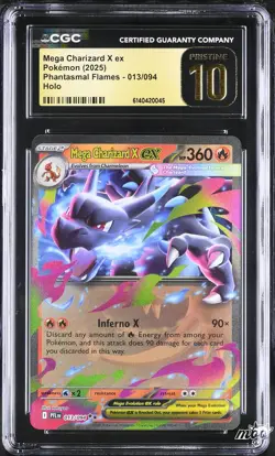 2025 CGC 10 PRISTINE Pokemon Mega Charizard X EX 013/094 Holo Phantasmal Flames - Image 1