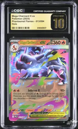 2025 CGC 10 PRISTINE Pokemon Mega Charizard X EX 013/094 Holo Phantasmal Flames - Image 1