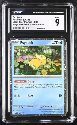 2025 CGC 9 Graded Pokemon Psyduck 007 Mega Evolution 3-pack Blister - Image 1