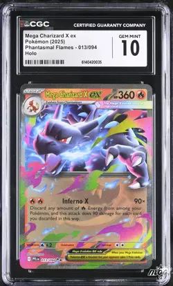 2025 CGC 10 Graded Pokemon Mega Charizard X EX 013/094 Holo Phantasmal Flames - Image 1
