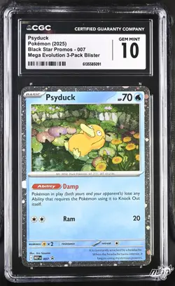 2025 CGC 10 Graded Pokemon Psyduck 007 Mega Evolution 3-pack Blister - Image 1