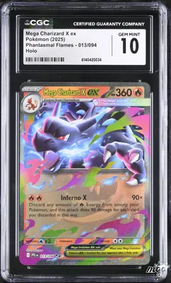 2025 CGC 10 Graded Pokemon Mega Charizard X EX 013/094 Holo Phantasmal Flames - Image 1