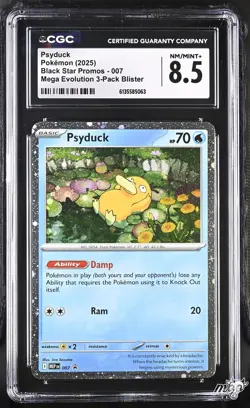 2025 CGC 8.5 Graded Pokemon Psyduck 007 Mega Evolution 3-pack Blister - Image 1