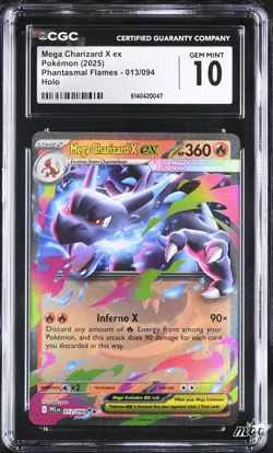 2025 CGC 10 Graded Pokemon Mega Charizard X EX 013/094 Holo Phantasmal Flames - Image 1