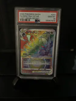 POKEMON 2022 Lost Origin Secret Rare Full Art GIRATINA Vstar #201 PSA 10 Gem - Image 1
