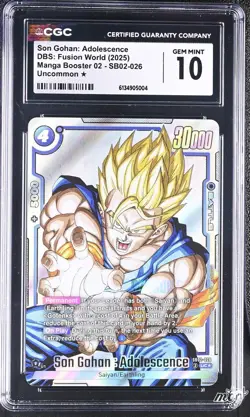 2025 CGC 10 Graded Dragon Ball Son Gohan: Adolescence Sb02-026 Manga Booster 02 - Image 1