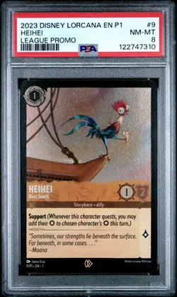 2023 DISNEY LORCANA EN P1-PROMO LEAGUE PROMO #9 HEIHEI - BOAT SNACK PSA 8 - Image 1