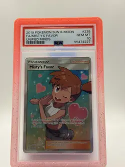 Misty’s Favor Full Art 235/236 Unified Minds Pokemon Card PSA 10 - Image 1