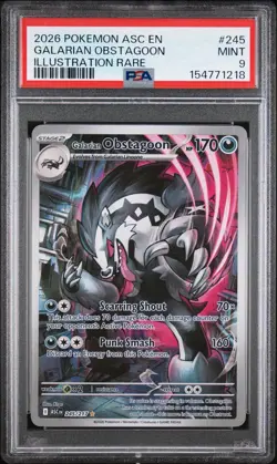 2026 Pokemon Asc En-Ascended Heroes #245 Galarian Obstagoon IR PSA 9 - Image 1