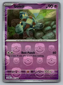 Golett (Master Ball Pattern) Common Pokemon SV: Black Bolt 042/086 NM - Image 1