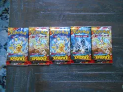 5x Pokemon Surging Sparks Booster Pack Bundle Box Lot Of Sealed Packs Unsearched - Image 1