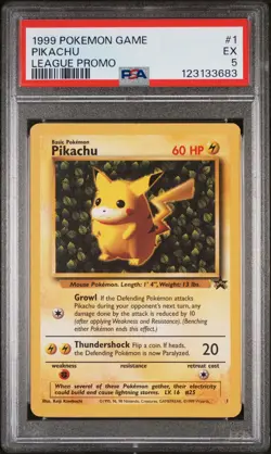 1999 POKEMON LEAGUE PROMO #1 PIKACHU PSA 5 - Image 1