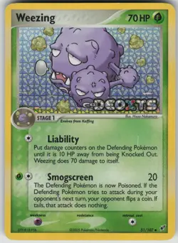Pokemon TCG Weezing Uncommon Reverse Holo Deoxys 51/107 - Image 1