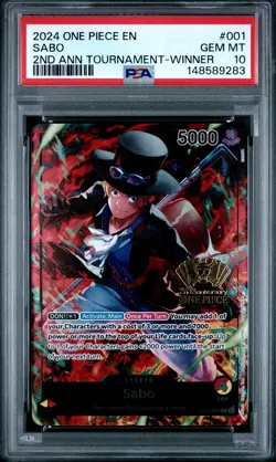 2024 ONE PIECE PROMOS 2ND ANNIVERSARY TOURNAMENT-WINNER #001 SABO PSA 10 - Image 1