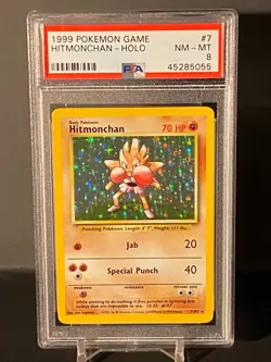 Pokemon 1999 Base Set Unlimited 7/102 Holo Rare Hitmonchan PSA 8 NM-Mint - Image 1