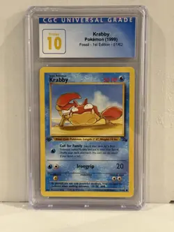 1999 Pokemon Fossil Krabby 51/62 Common 1st Edition CGC 10 PRISTINE - Image 1