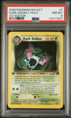 Dark Golbat Holo 1st Edition PSA 8 2000 Pokemon Rocket #7/82 Rare Swirl - Image 1
