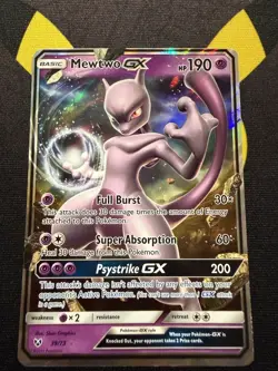 Pokemon Card Mewtwo GX 39/73 Shining Legends Holo Moderately Played/Damaged - Image 1