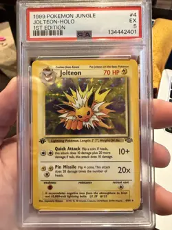 1999 Pokemon TCG Jolteon 4/64 Jungle Holo Rare 1st Edition PSA 5 - Image 1