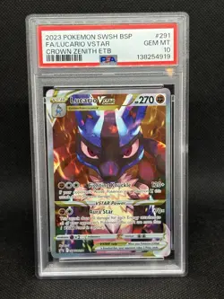 Pokemon 2023 Lucario VSTAR SWSH291 Full Art Crown Zenith ETB Gem Mint PSA 10 - Image 1
