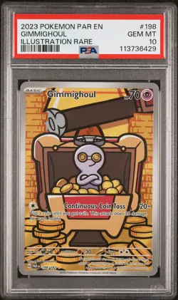 PSA 10 Pokemon Paradox Rift Gimmighoul 198 Illustration Rare - Image 1