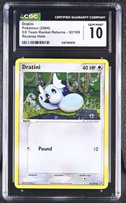 Pokemon Dratini 52/109 Reverse Holo EX Team Rocket Returns - CGC 10 - Image 1