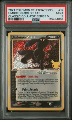 2021 POKEMON CELEBRATIONS CLASSIC COLLECTION #17 UMBREON-GOLD STAR PSA 9 - Image 1