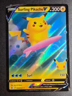 Surfing Pikachu V 008/025 NM Celebrations Holo V Rare Pokemon - Image 1