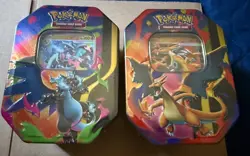 Pokemon TCG Mega Charizard X and Y ex Tin (Set of 2 Tins) Brand New Sealed - Image 1