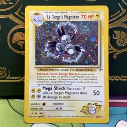 Lt. Surge's Magneton 8/132 Gym Heroes Holo SWIRL Pokemon Card LP - Image 1