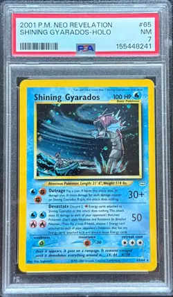 PSA 7 Shining Gyarados SWIRL HOLO Pokemon Card Neo Revelation #65 NM Clean Look! - Image 1