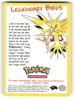 Legendary Birds Info Card Articuno Zapdos Moltres NM Pokemon Promo - Image 2