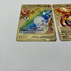 Charizard DX 52/100 And V Max 074/073 Gold Metal Pokemon Card FAN MADE - Image 2