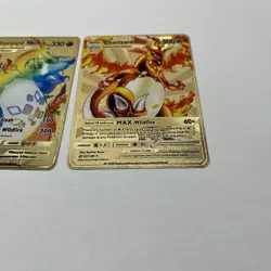 Charizard DX 52/100 And V Max 074/073 Gold Metal Pokemon Card FAN MADE - Image 3